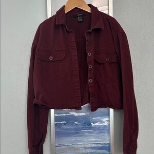 Forever 21 Deep Red Jean Jacket